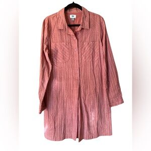 Old Navy Women’s Pink Button Up pullover t shirt dress long sleeve size large